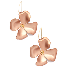 Load image into Gallery viewer, Metallic Hand Painted Flower Threader Drop Earring
