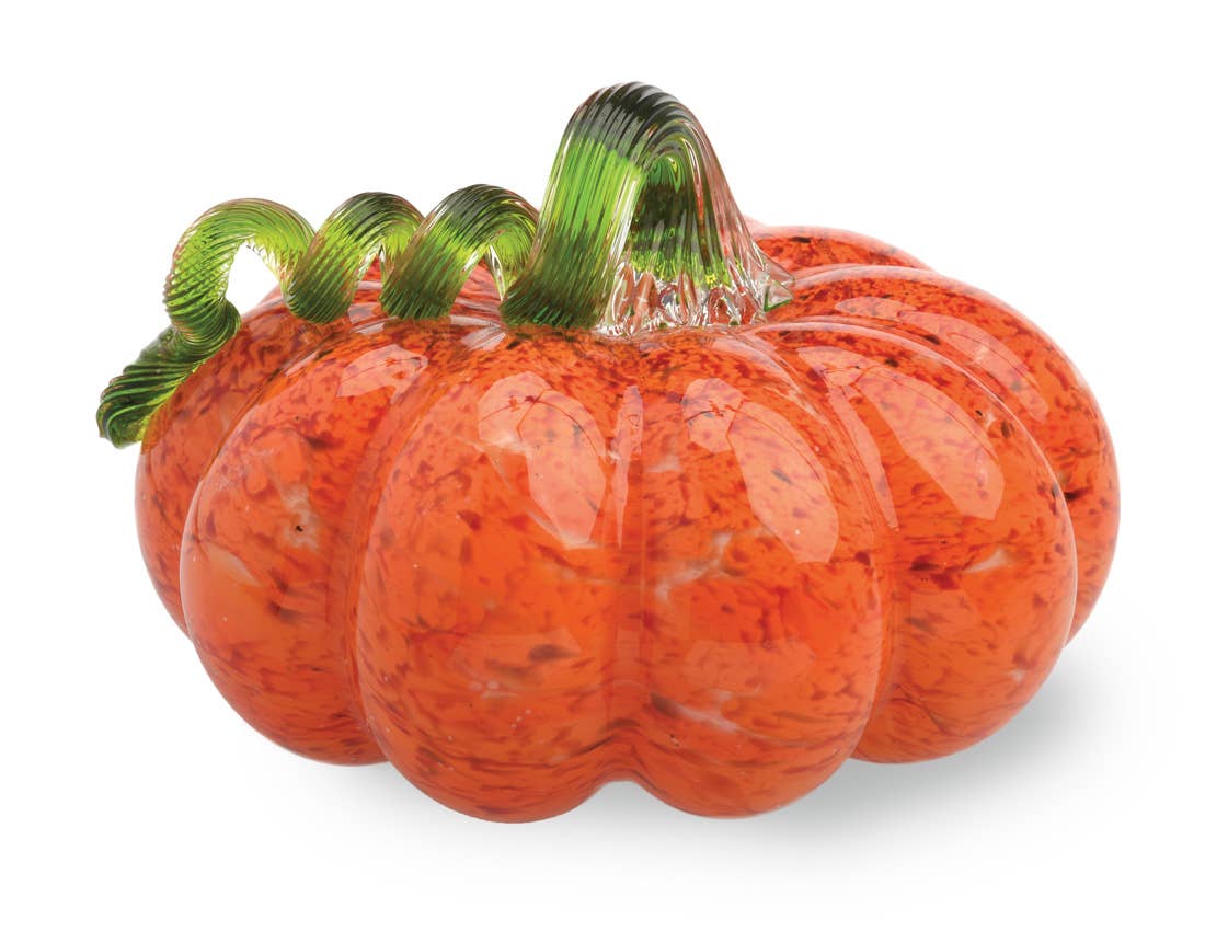 Glass Pumpkin Orange With Green Stem