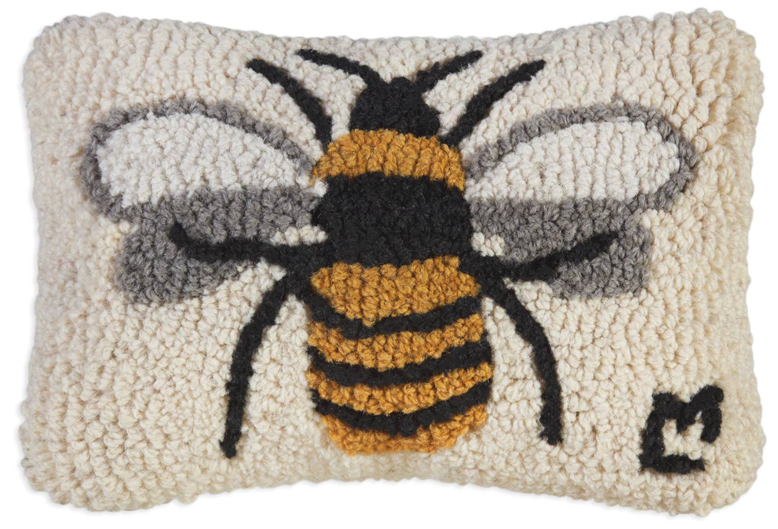 Lone Bee Hand Hooked Decorative Pillow