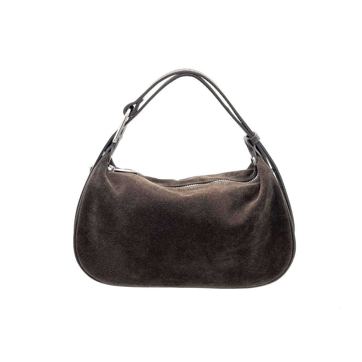 Suede leather shoulder bag, Made in Italy