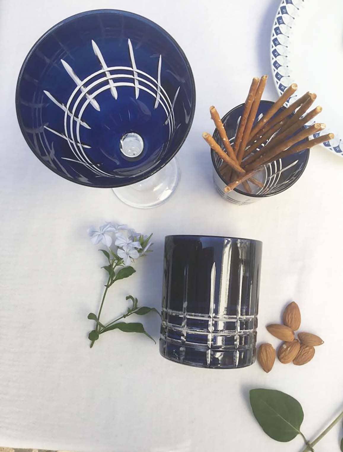 Carved "Milan" Striped Drinking Glasses - Set of 4