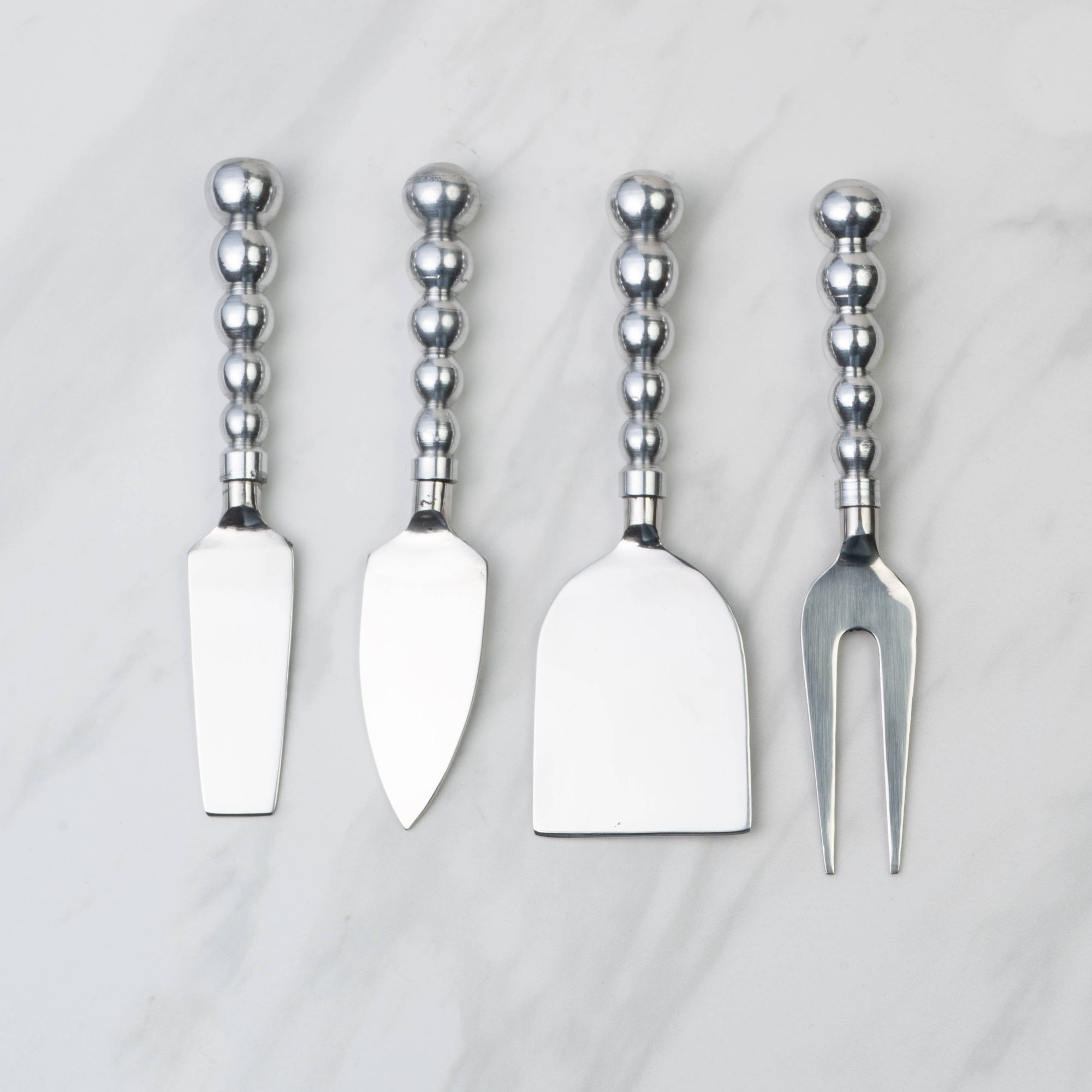 Polished Aluminum Beaded Handle Cheese Tools