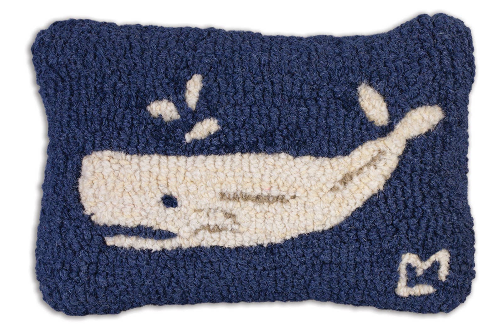 Spouting Whale Hand Hooked Wool Throw/Decorative Pillow