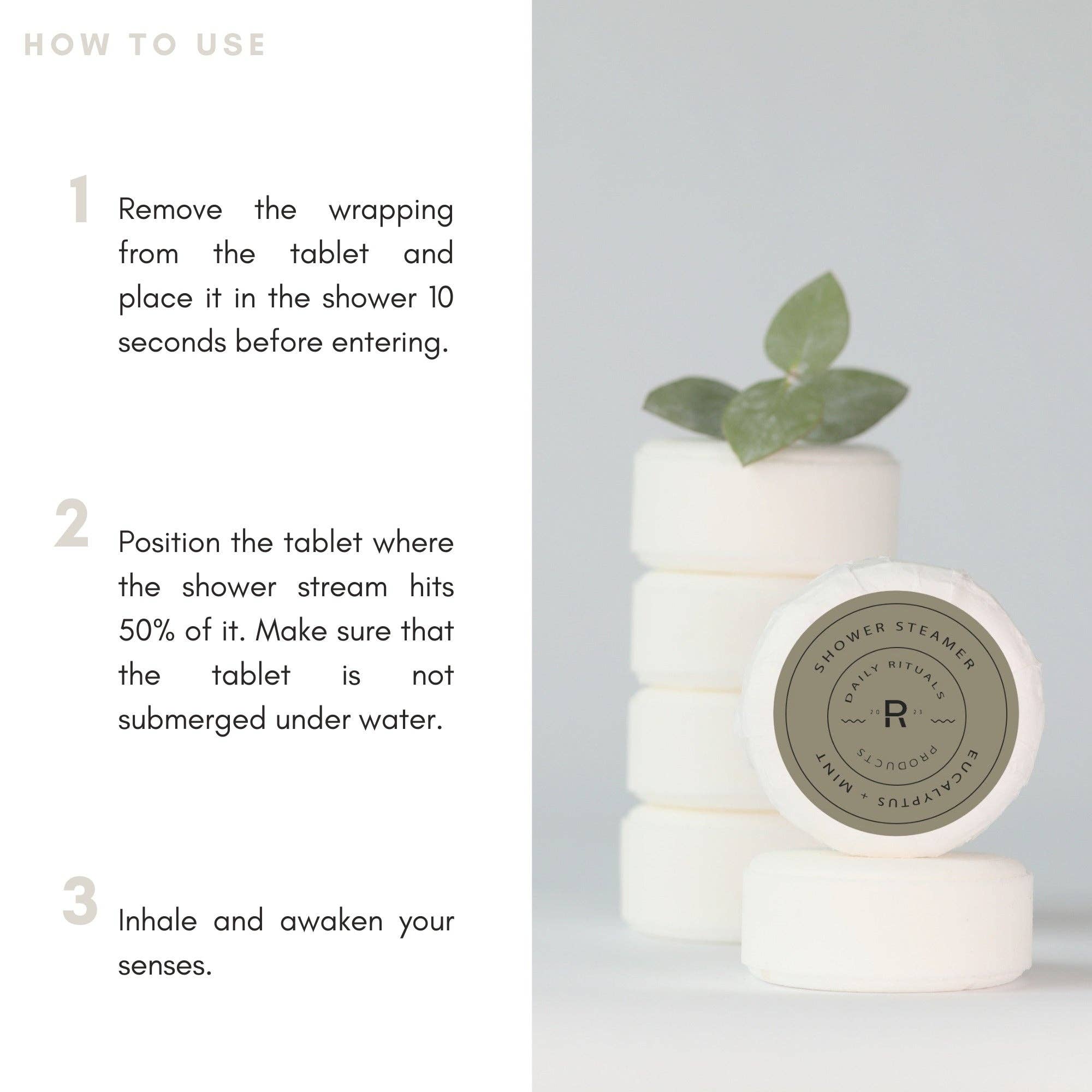 Shower Steamers | Variety Pack | Bamboo Plate | 4 Tablets | Gift Set