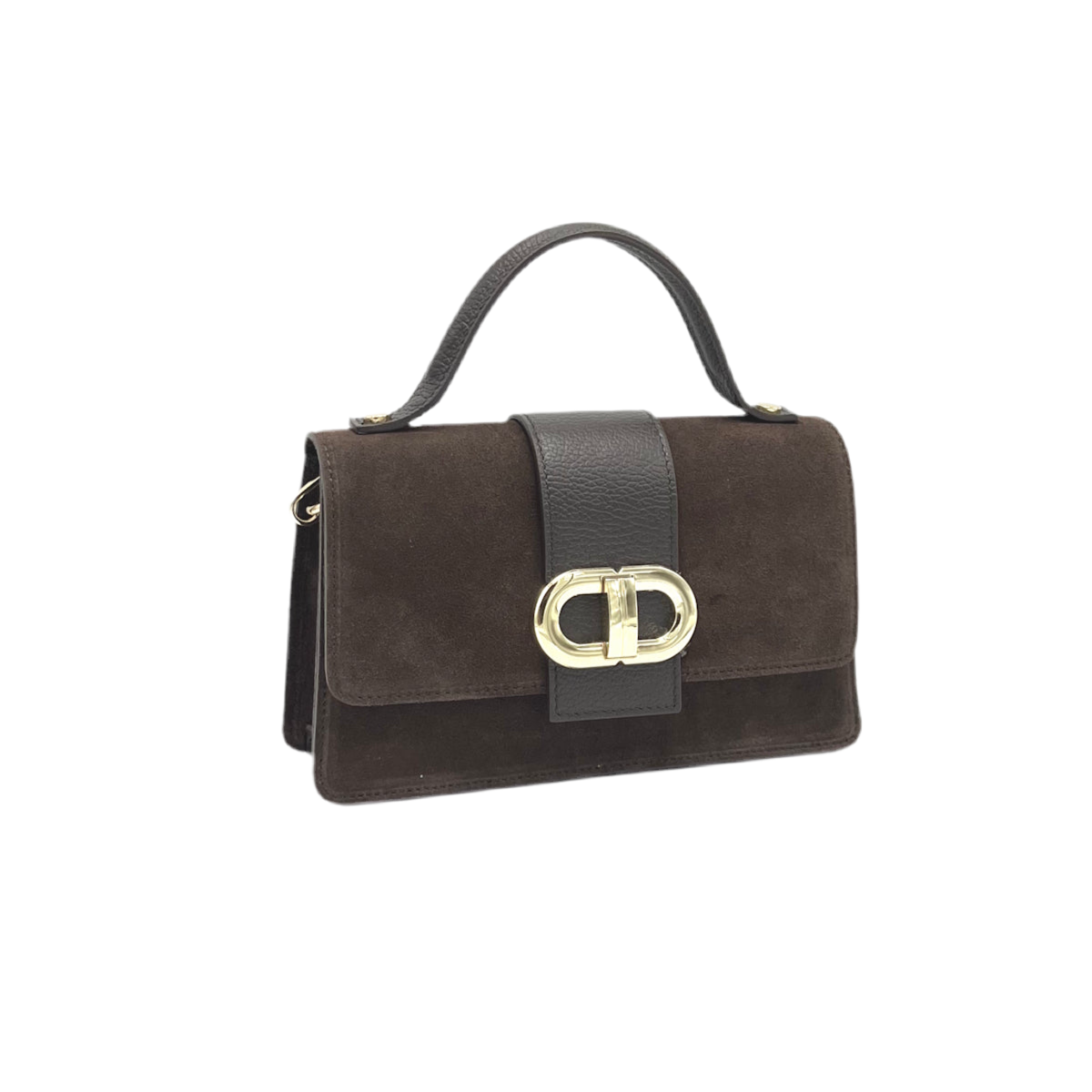 Italian Suede Leather Clutch Bag with Chain