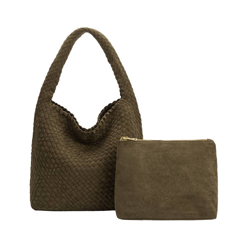 Johanna Pine Suede Recycled Vegan Shoulder Bag