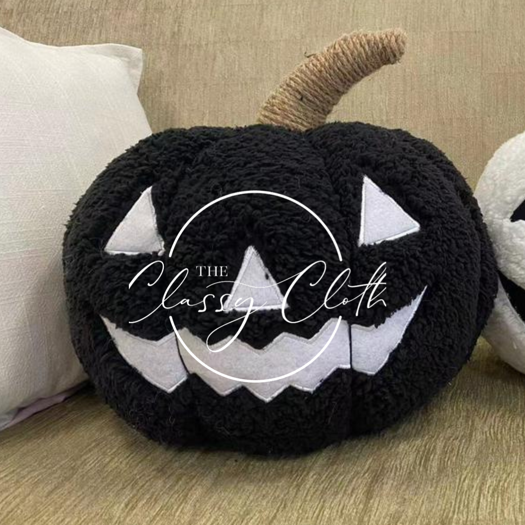 Halloween Sherpa Pillow - Black Pumpkin