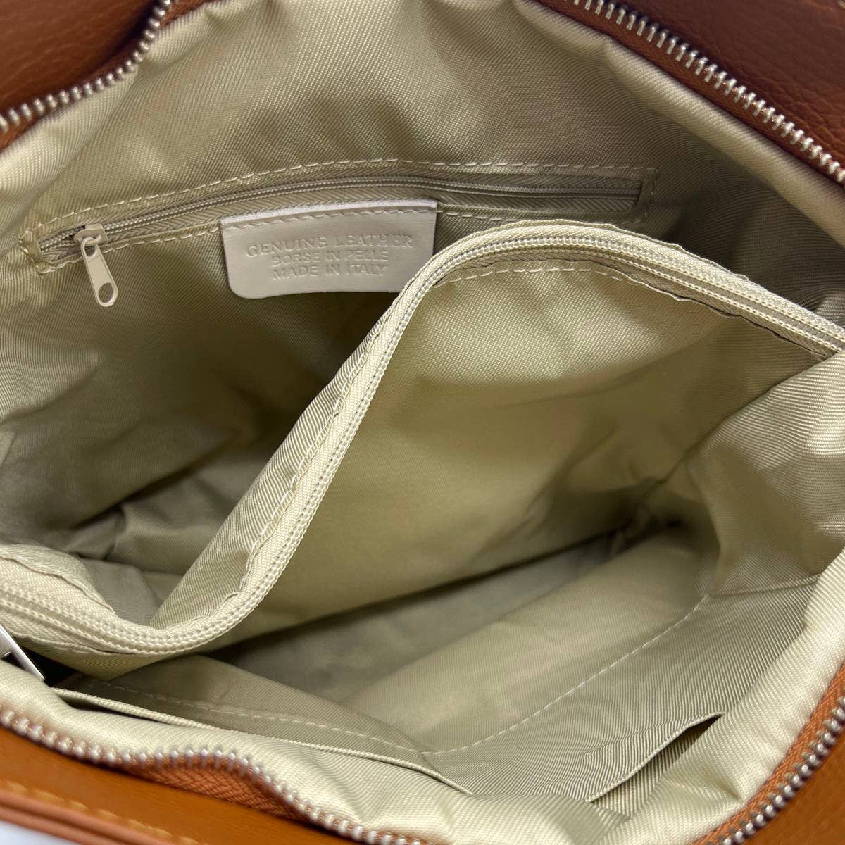 Genuine leather shoulder bag, Made in Italy