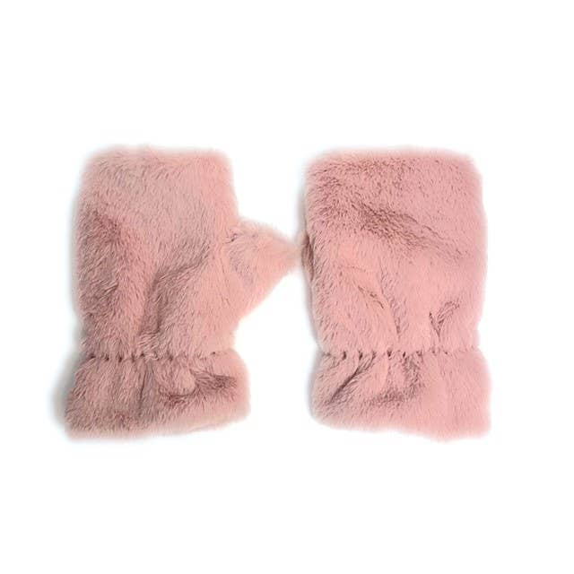 Faux Fur Half Finger Mittens