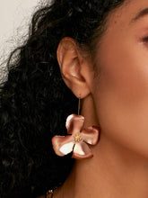 Load image into Gallery viewer, Metallic Hand Painted Flower Threader Drop Earring
