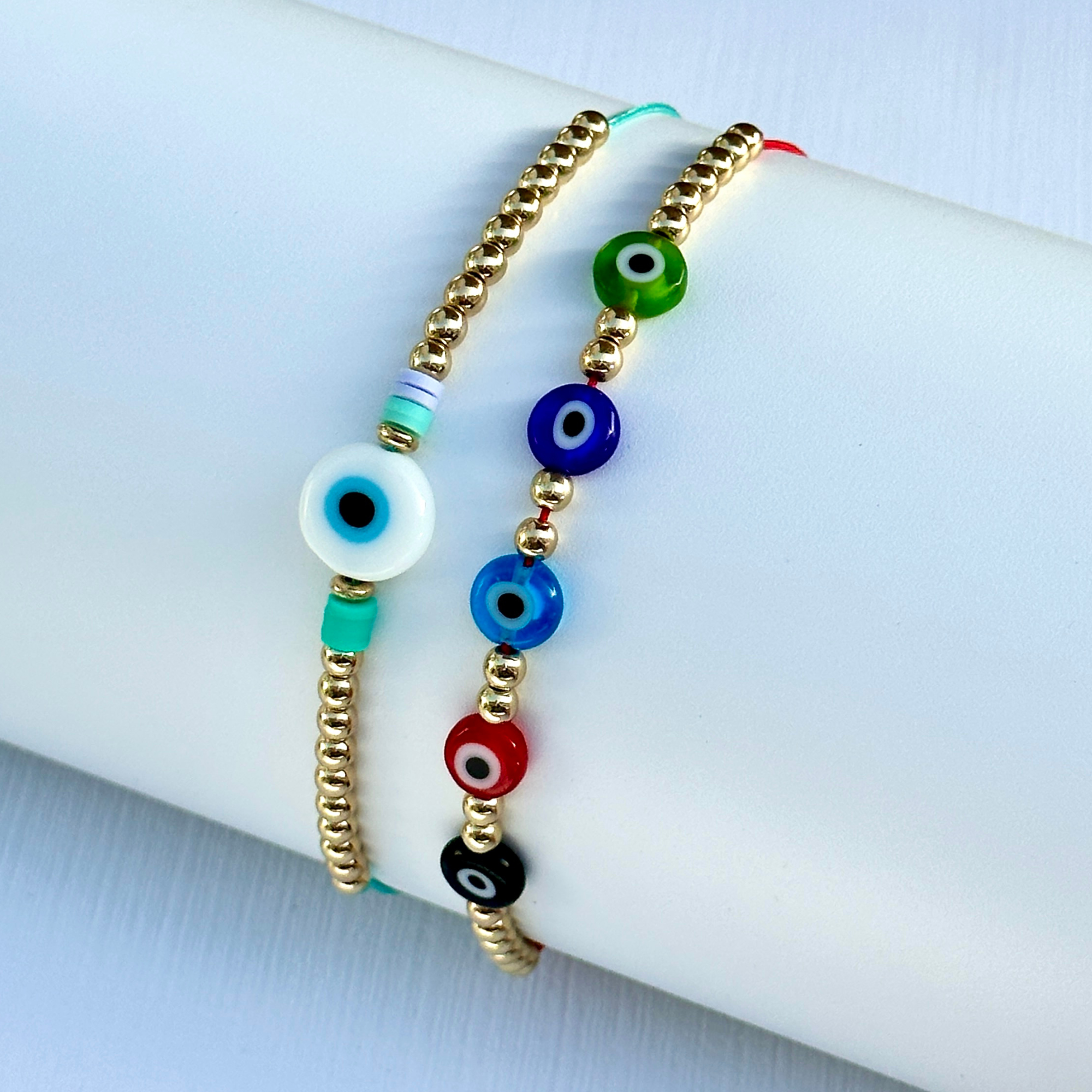 Evil Eye and Gold Beaded Bracelet Sets