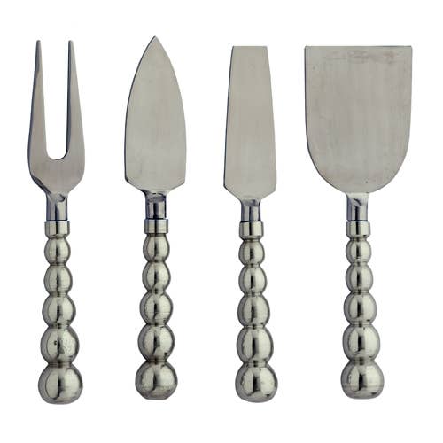 Polished Aluminum Beaded Handle Cheese Tools