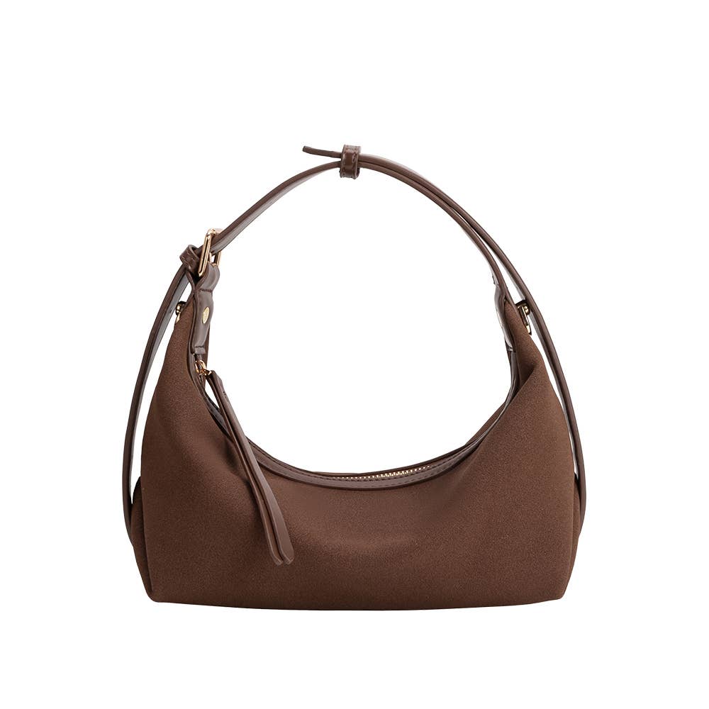 Lilith Brown Vegan Suede Top Handle Bag