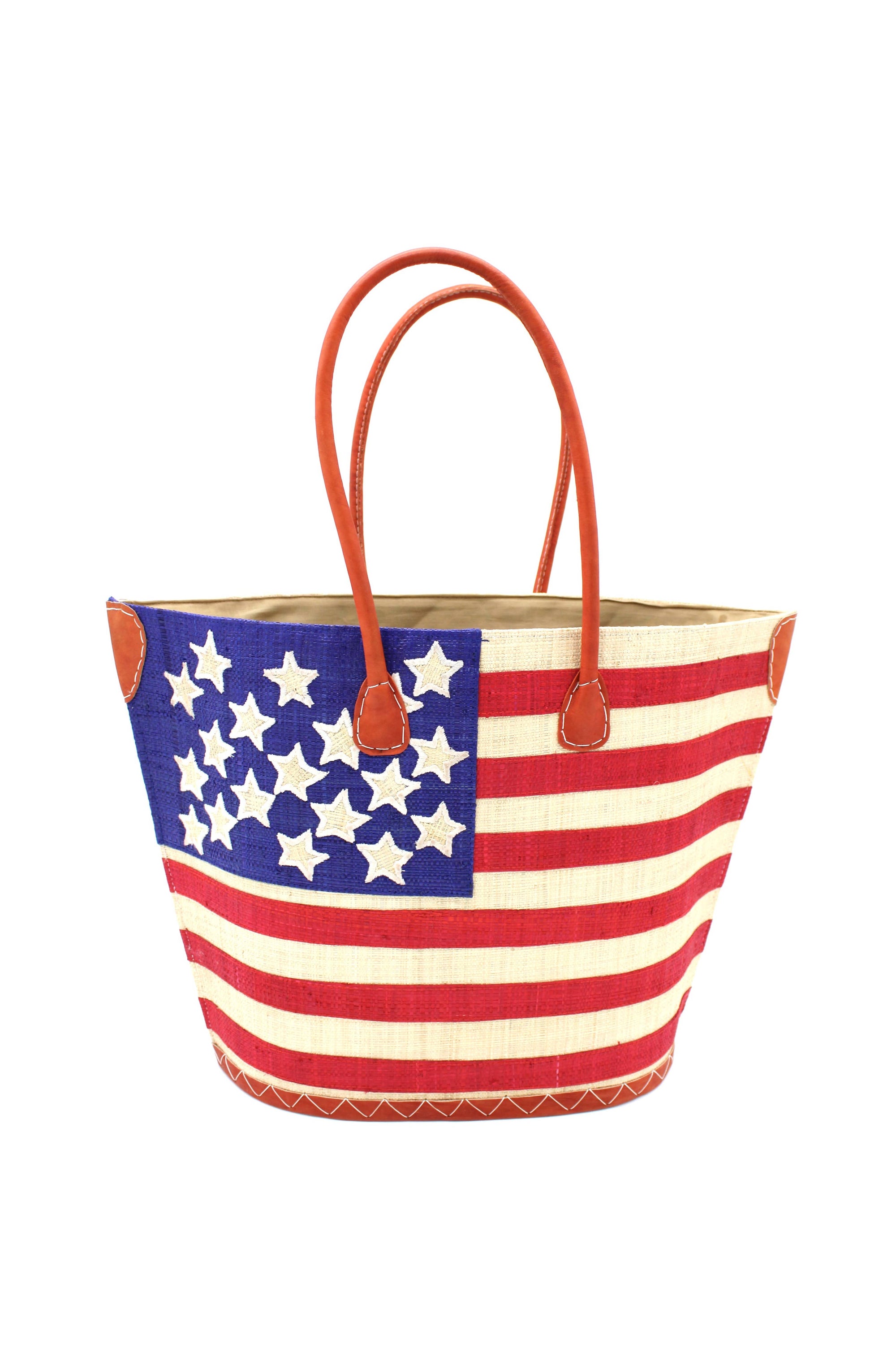 American Flag Straw Tote Bag