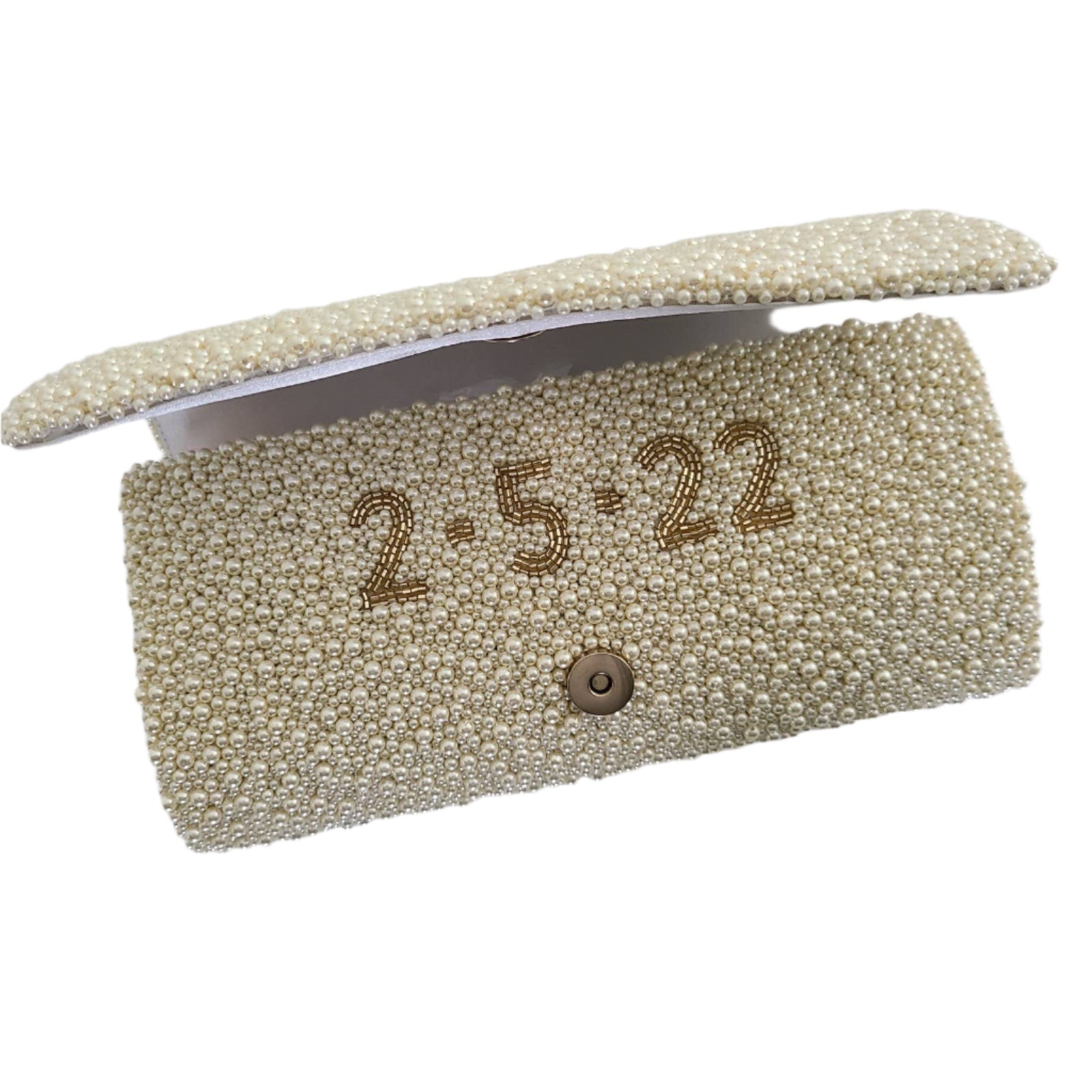 Custom Beaded Clutch with Personalized Wedding Date
