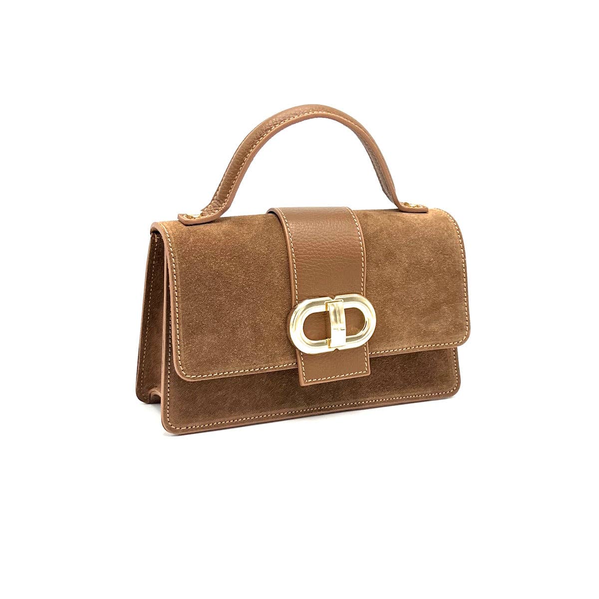 Italian Suede Leather Clutch Bag with Chain