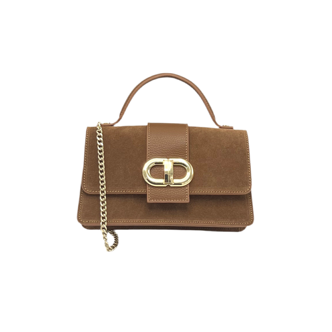 Italian Suede Leather Clutch Bag with Chain