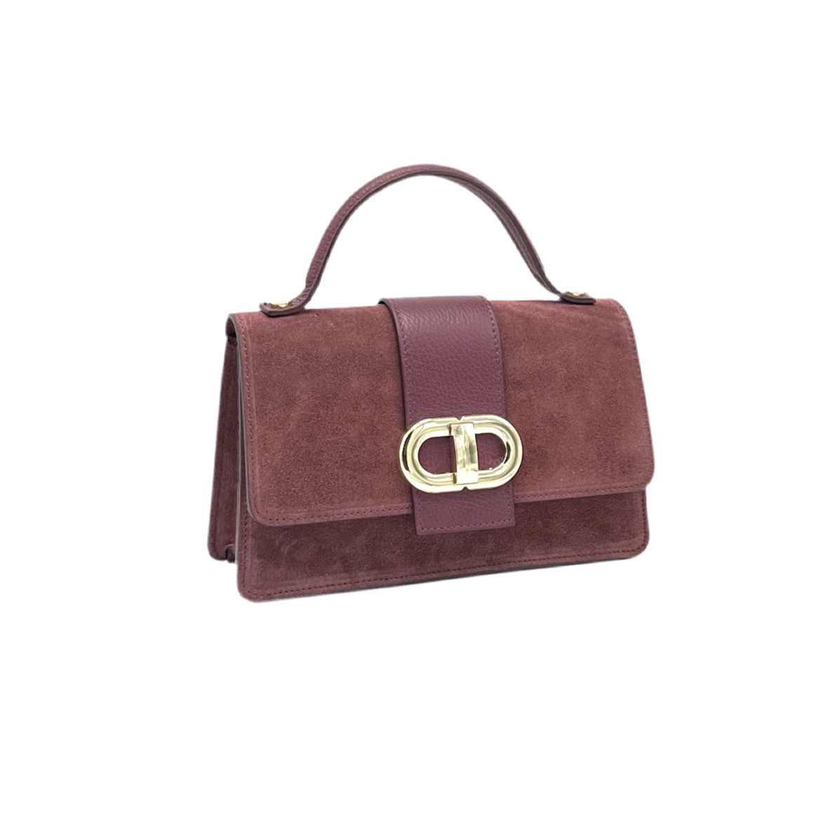 Italian Suede Leather Clutch Bag with Chain