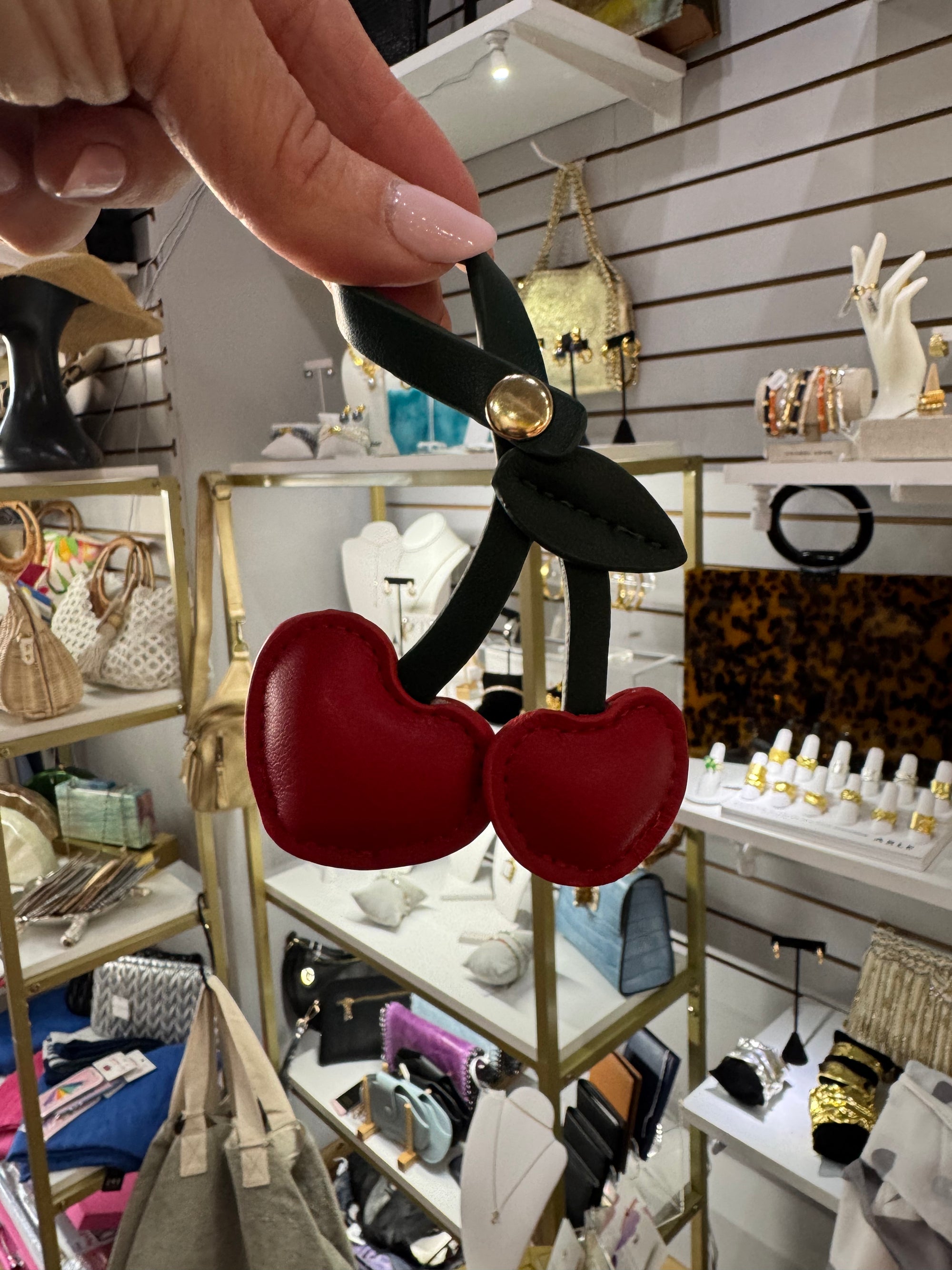 Cherry Red Recycled Vegan Bag Charm