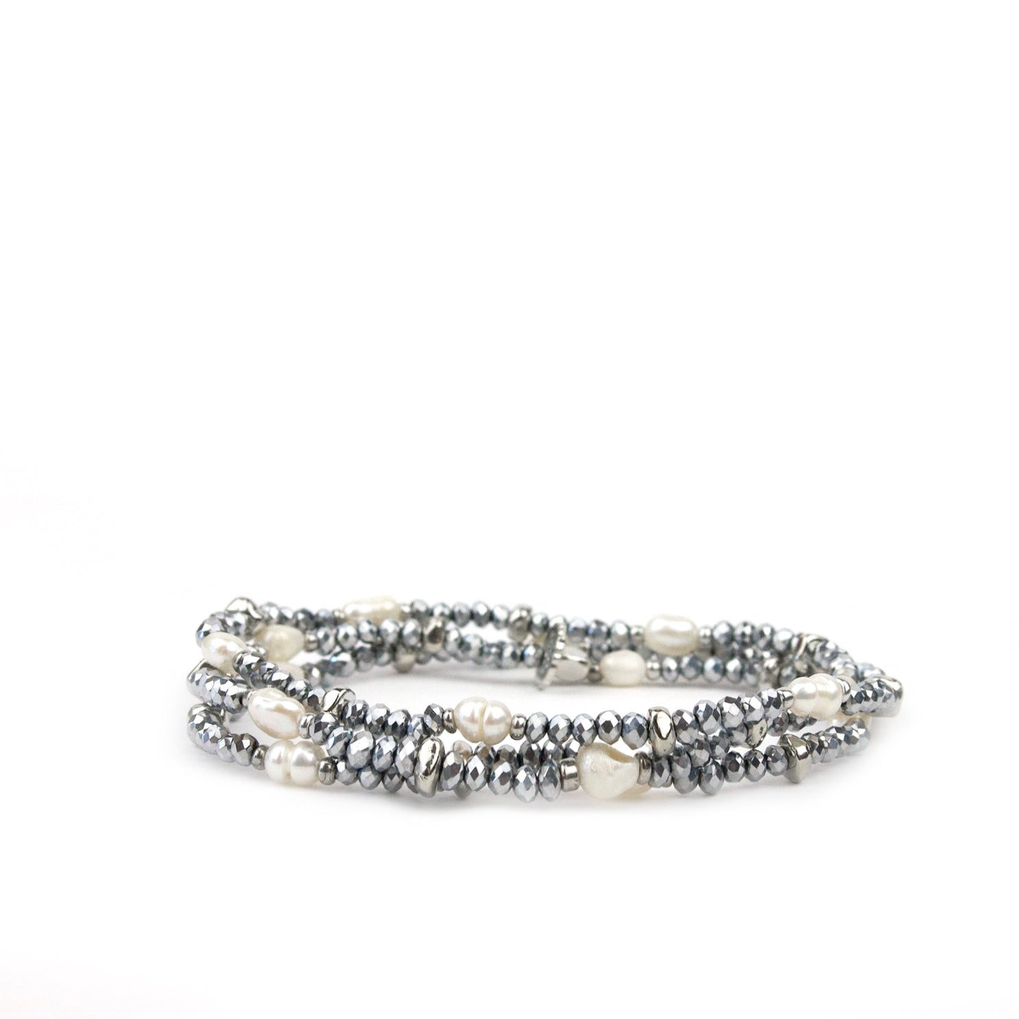 Crystal Beaded Pearl Stretch Bracelet