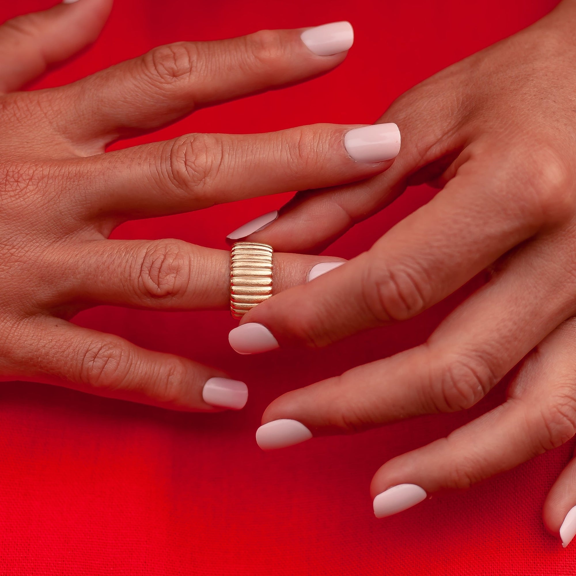 18K Gold Filled Ribbed Ring