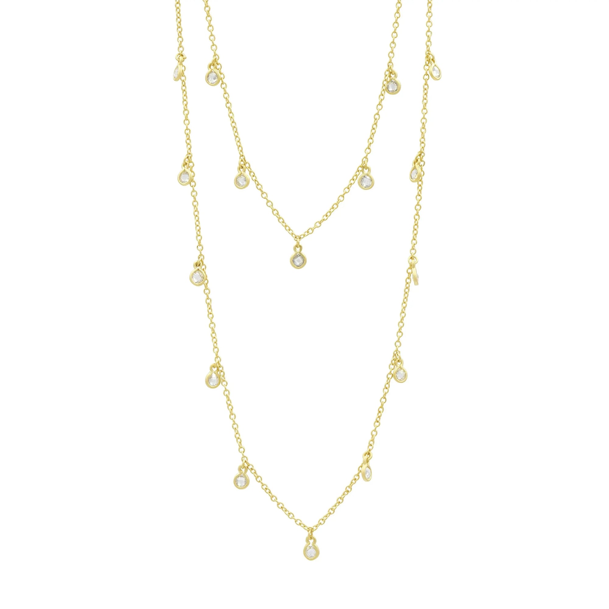 Bezel Droplet Strand Necklace