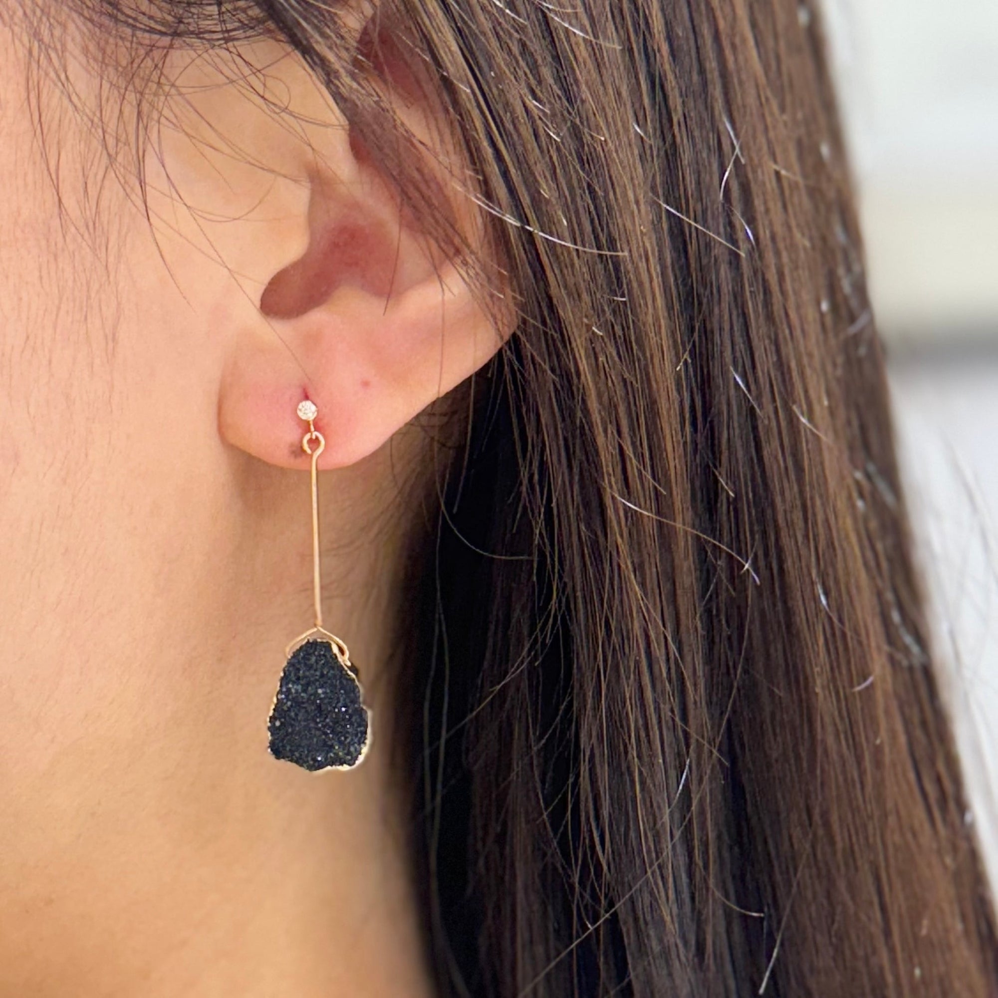 Druzy Earrings with CZ Studs