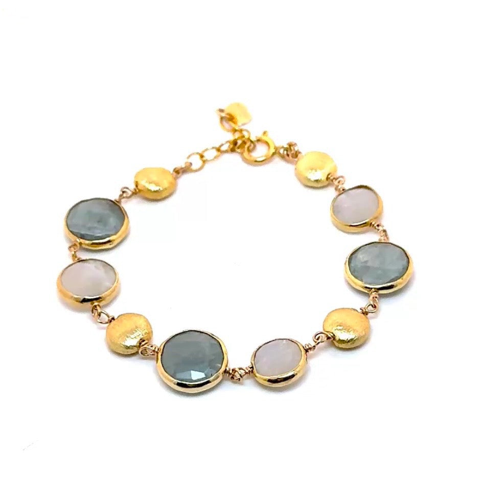 Universe Bracelet in Aquamarine and Moonstone