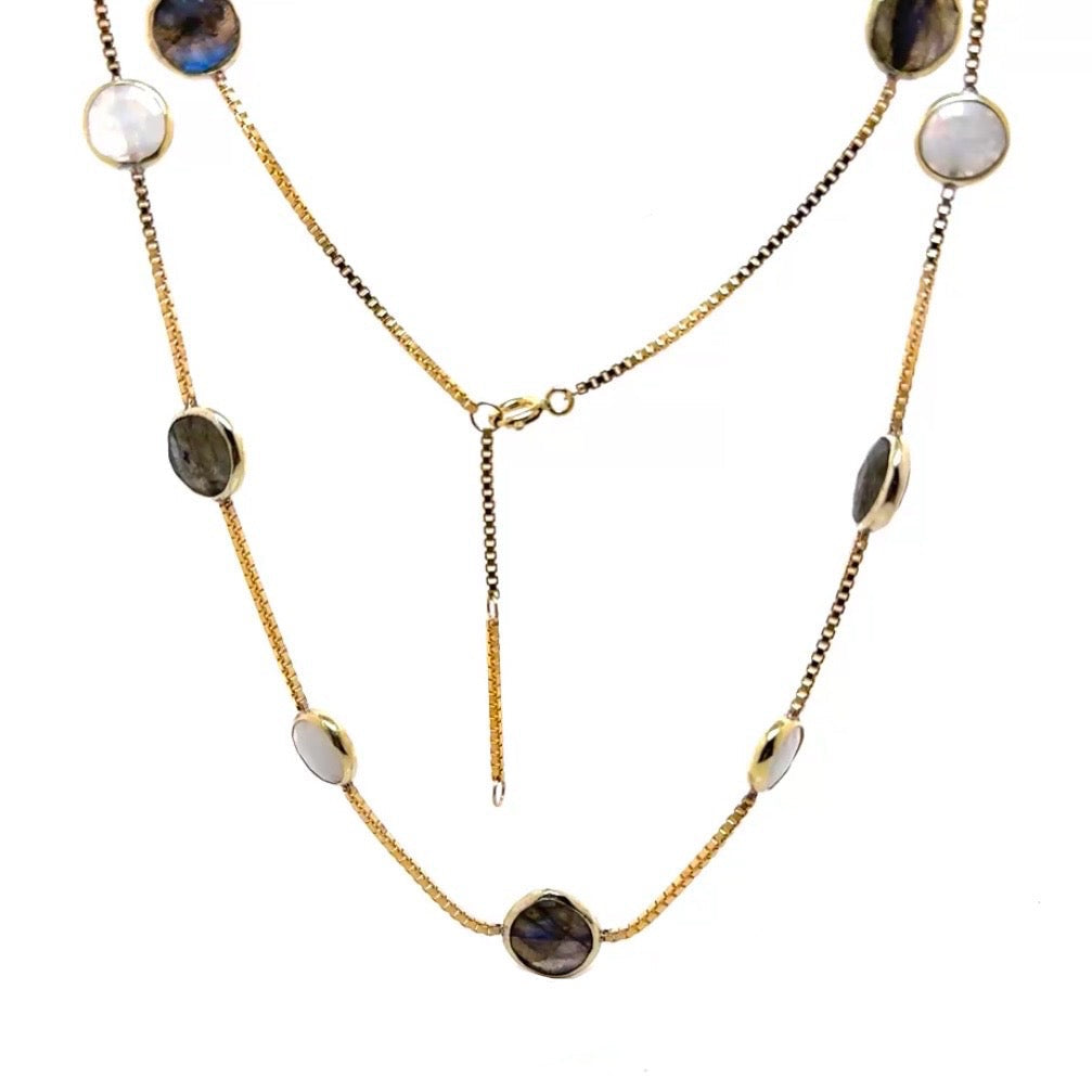 Sarah Labradorite and Aquamarine Moonstone Necklace