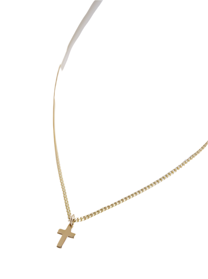 Cross Pendant Curb Chain Necklace