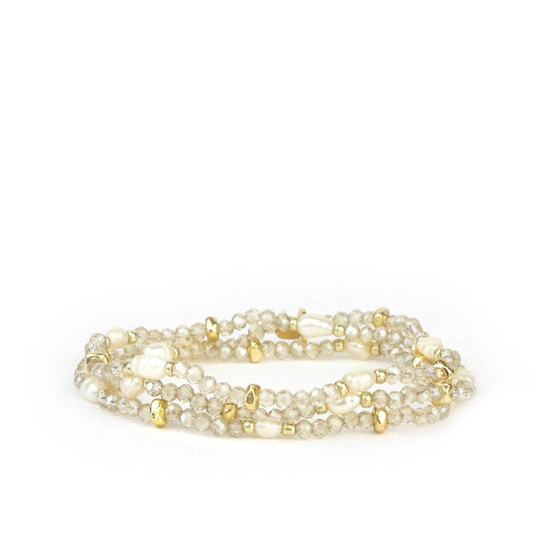 Crystal Beaded Pearl Stretch Bracelet