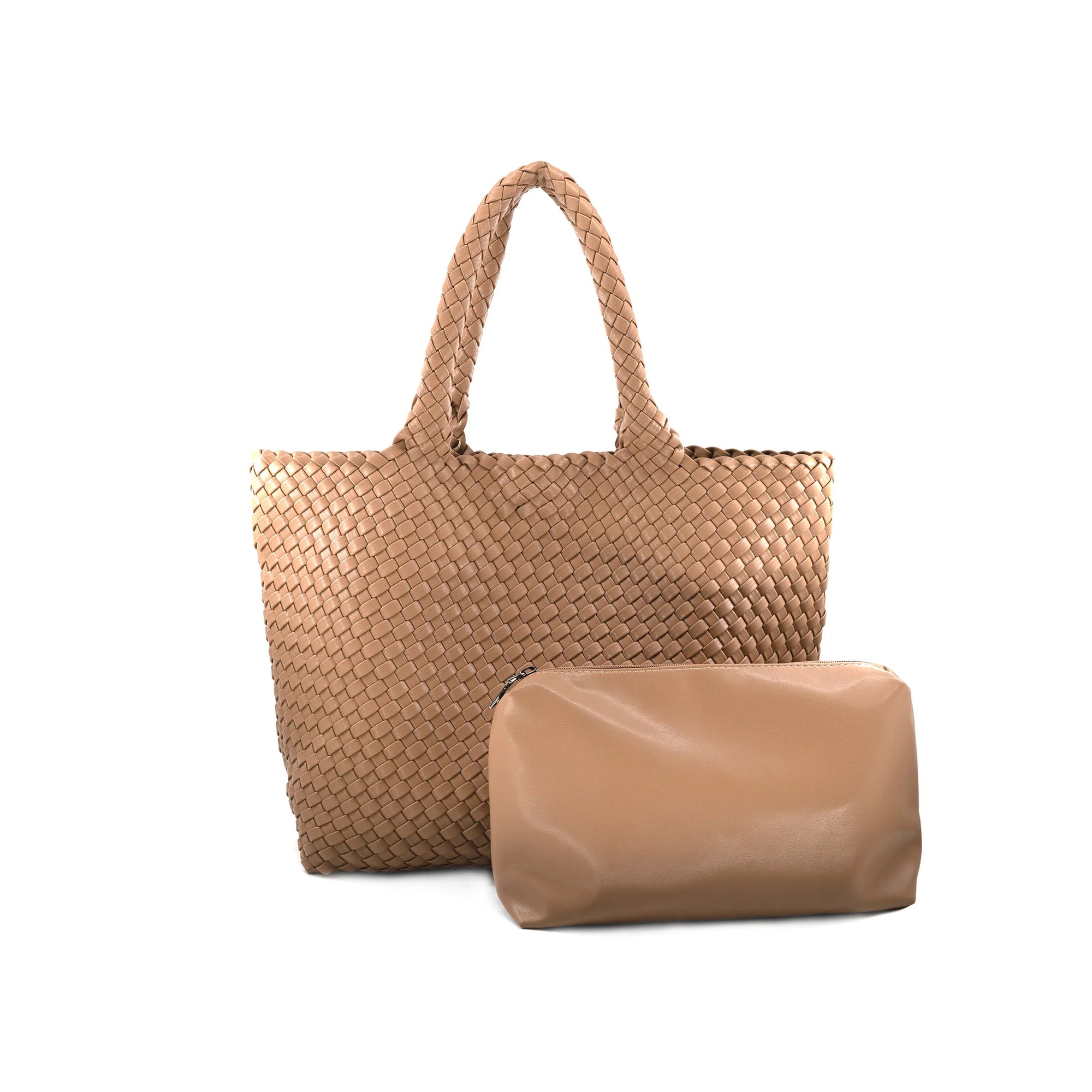 Aria Woven Vegan Leather Tote Bag
