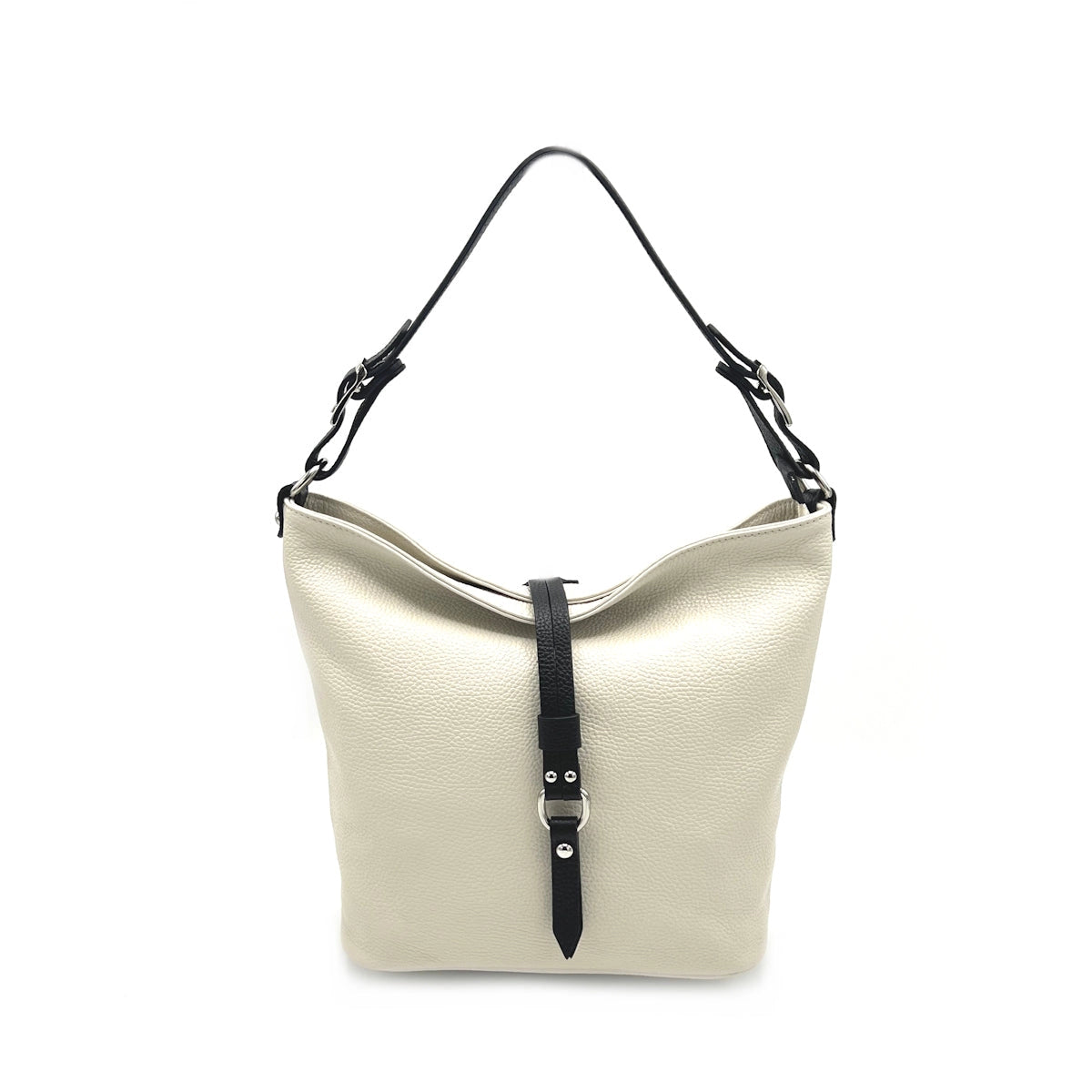 Italian Leather Shoulder Bag with Contrasting Detail