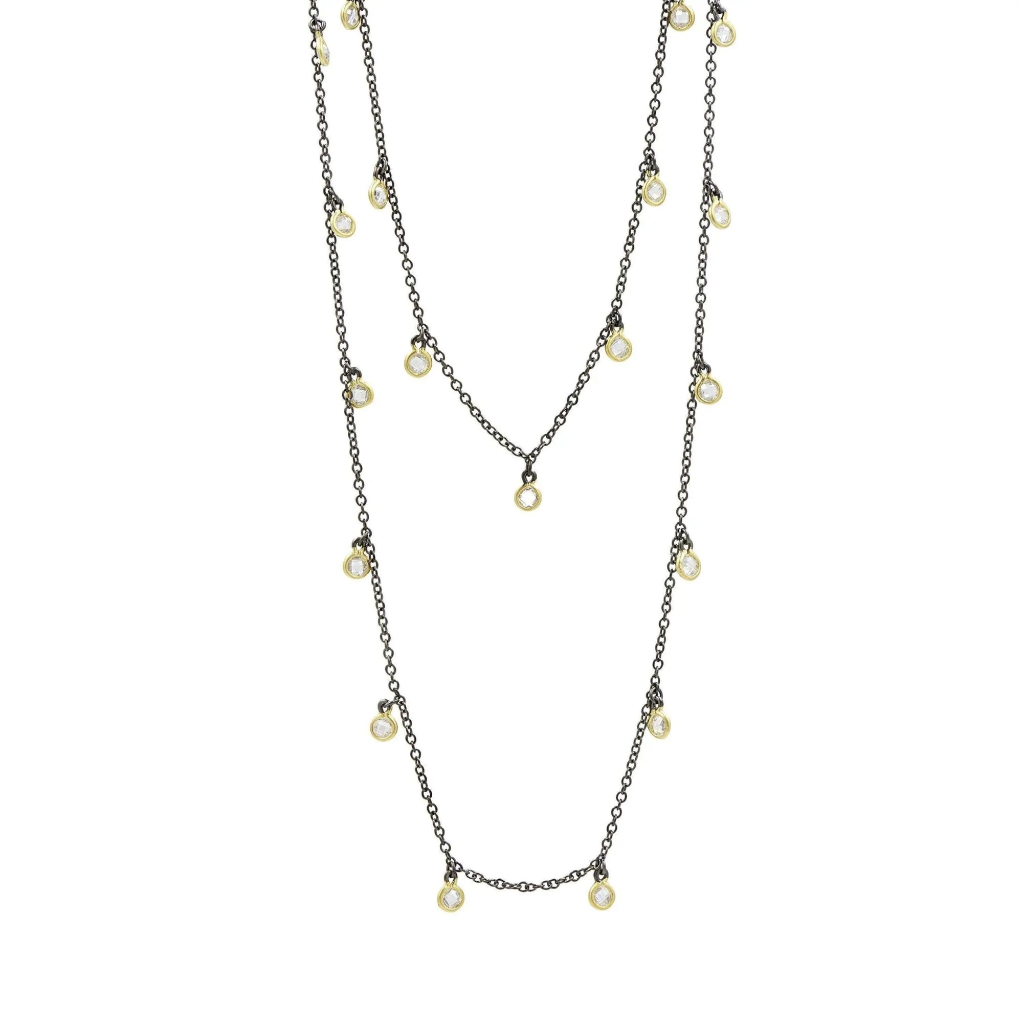 Bezel Droplet Strand Necklace