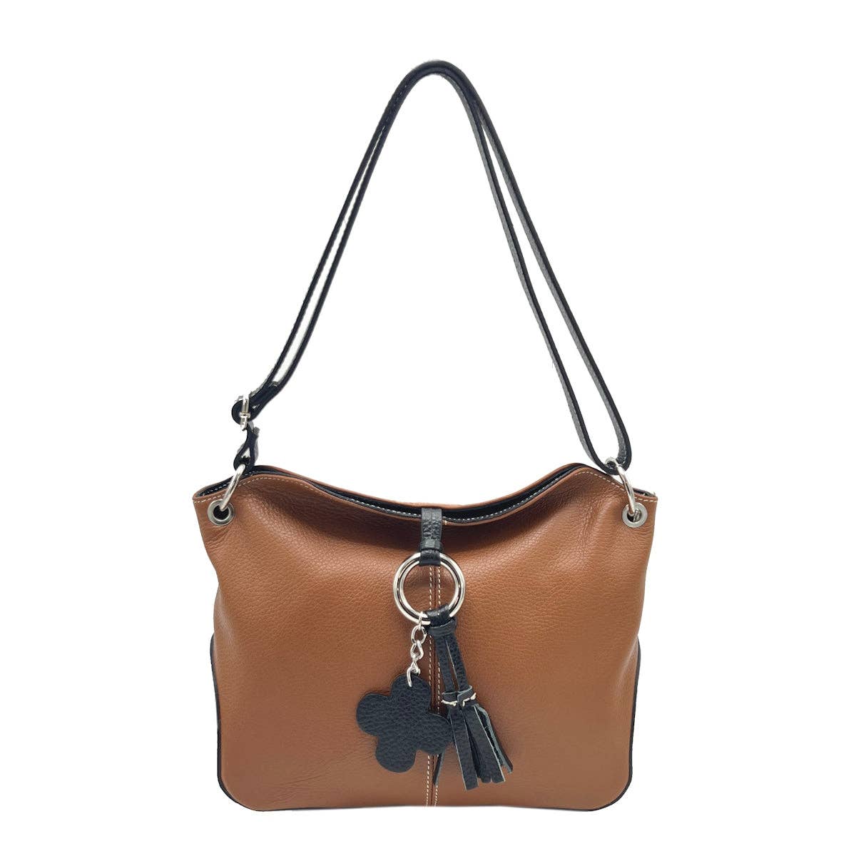 Genuine leather shoulder bag, Made in Italy