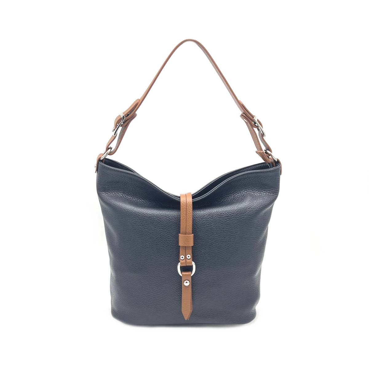 Genuine leather shoulder bag, Made in Italy