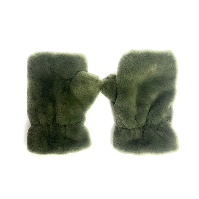 Faux Fur Half Finger Mittens