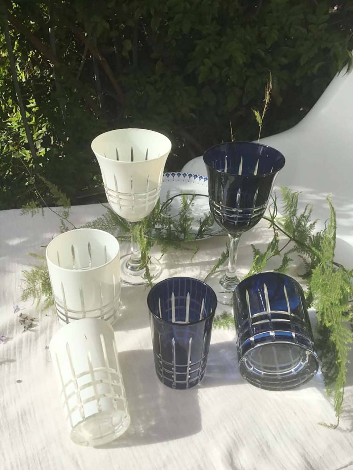 Carved "Milan" Striped Drinking Glasses - Set of 4