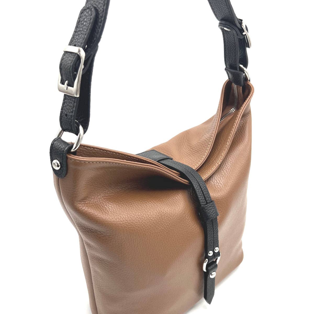 Genuine leather shoulder bag, Made in Italy