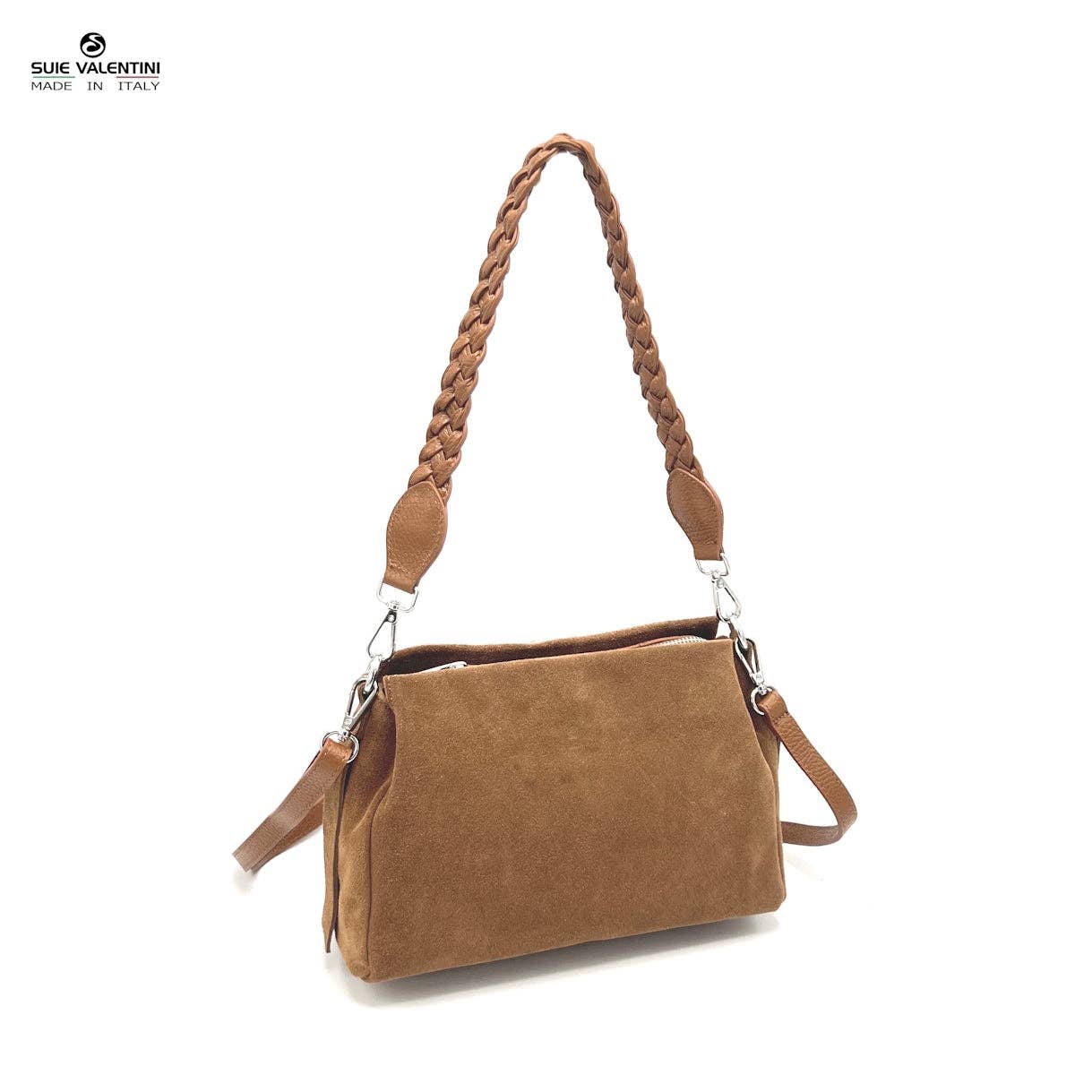 Suede leather shoulder bag, Made in Italy