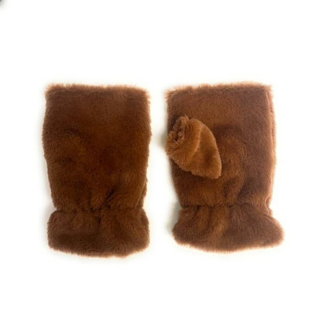 Faux Fur Half Finger Mittens
