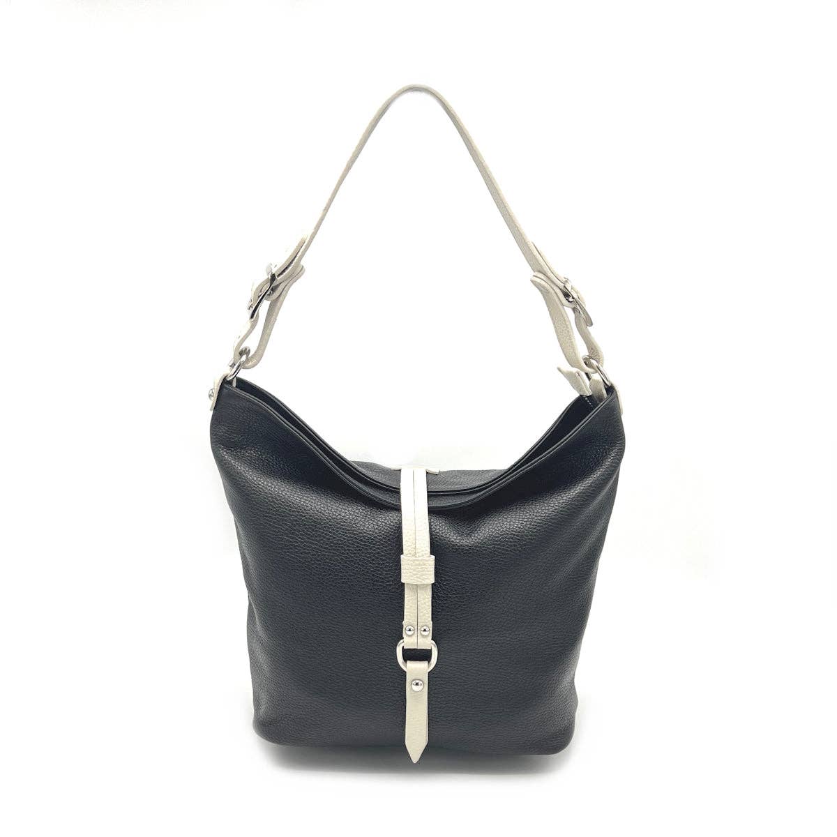 Genuine leather shoulder bag, Made in Italy
