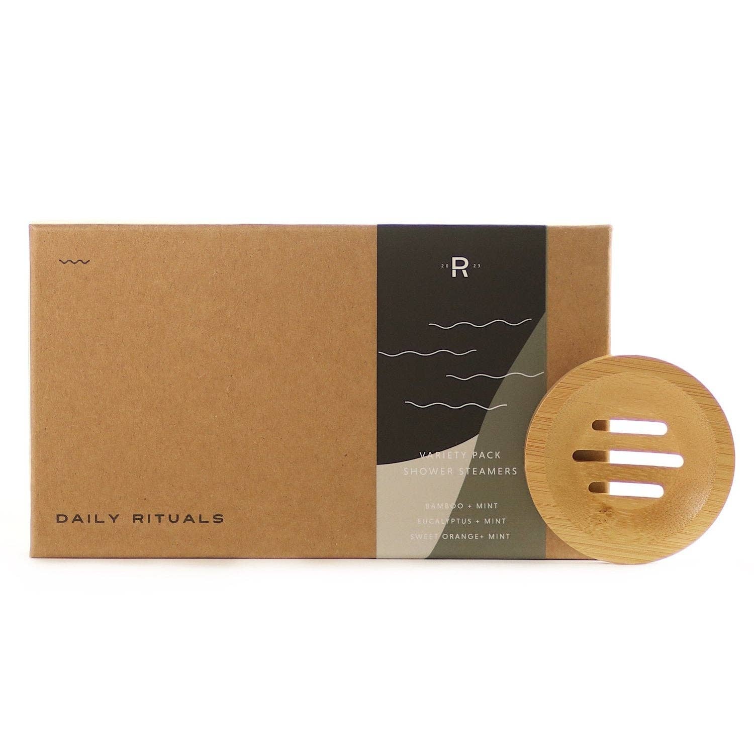 Shower Steamers | Variety Pack | Bamboo Plate | 4 Tablets | Gift Set