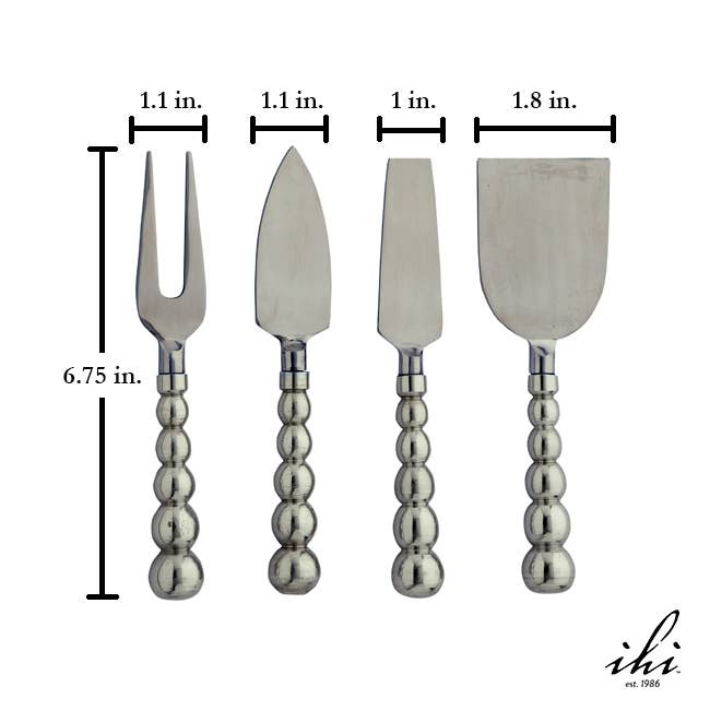 Polished Aluminum Beaded Handle Cheese Tools