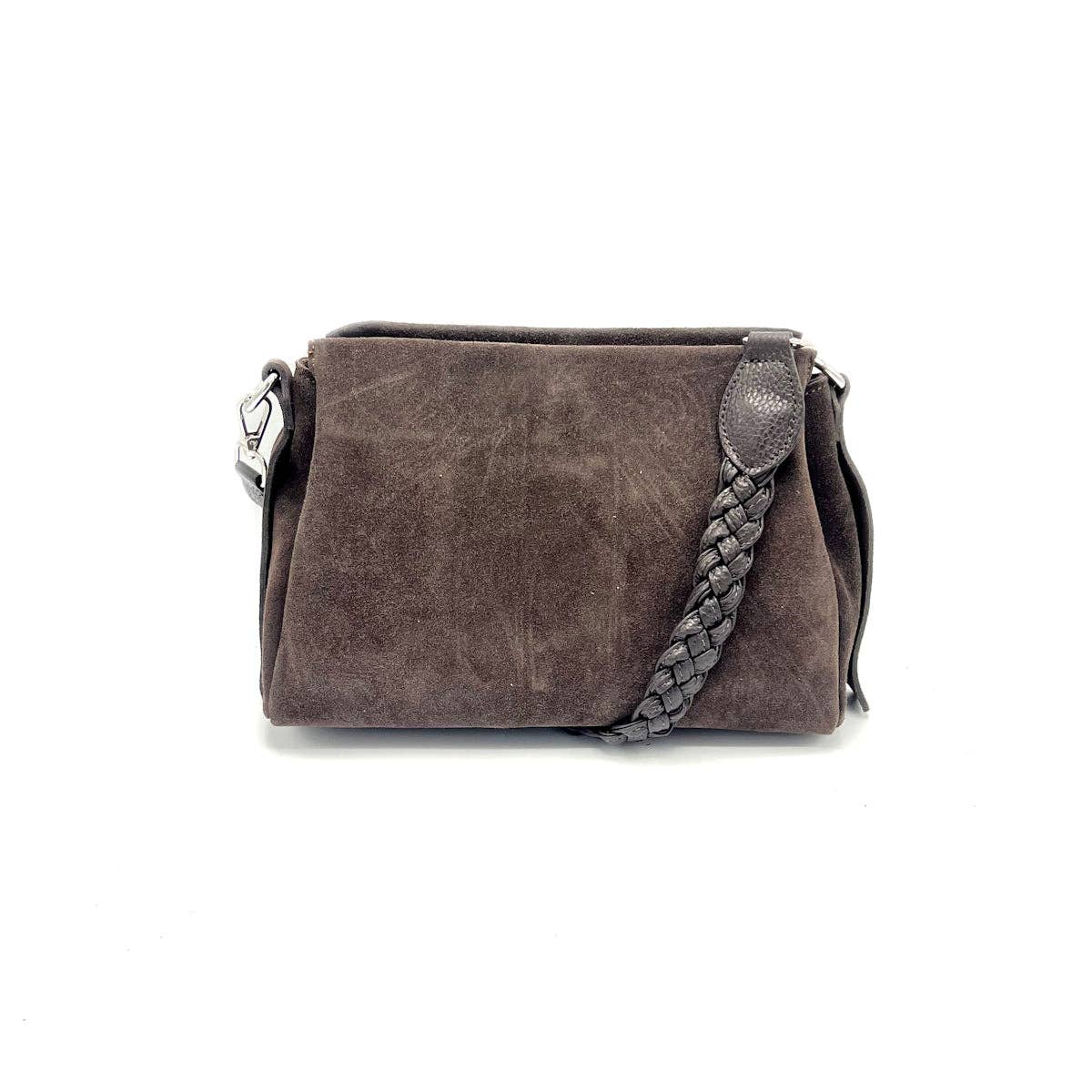 Suede leather shoulder bag, Made in Italy