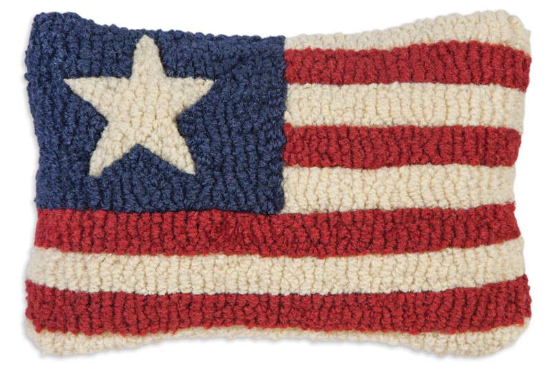 Star And Stripes Hand Hooked Throw/Decorative Pillow