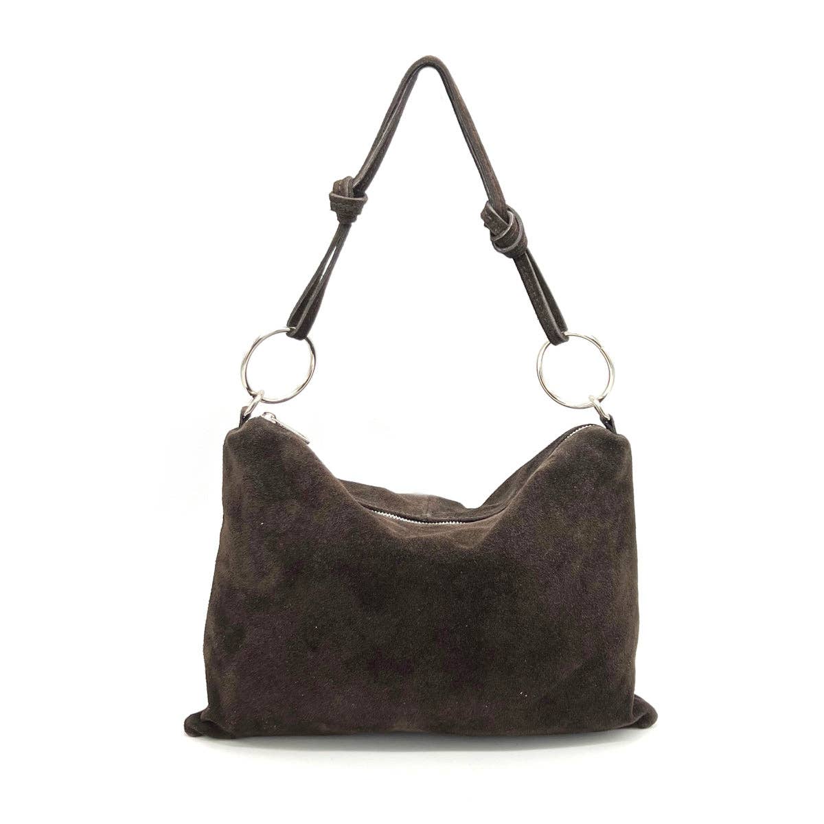 Suede leather shoulder bag, Made in Italy