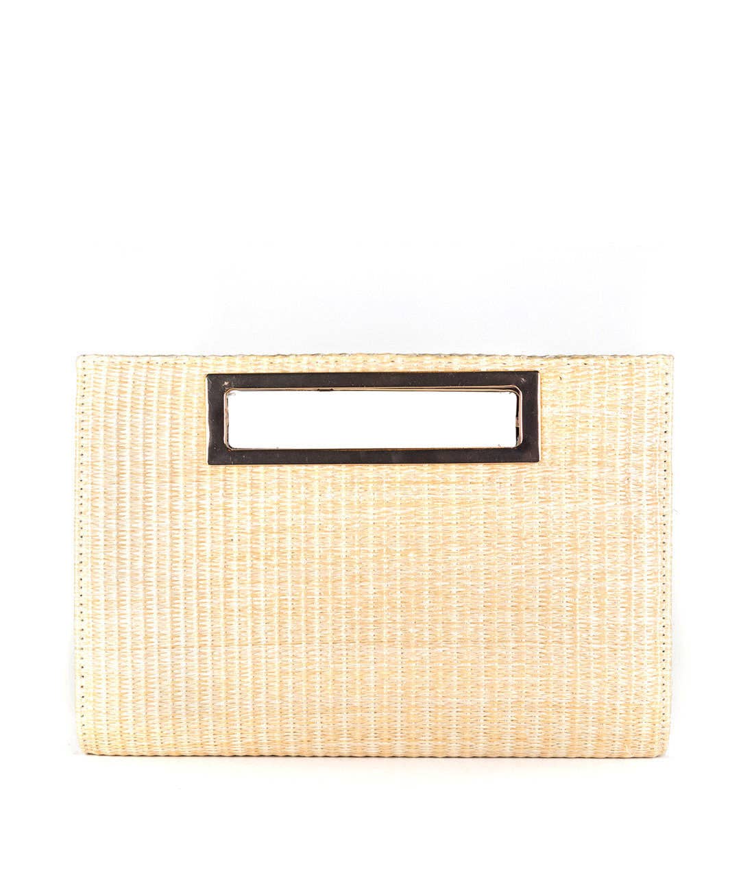 Chloe Straw Clutch with Gold Charm