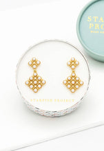Load image into Gallery viewer, Pearl and Zircon Lattice Earrings
