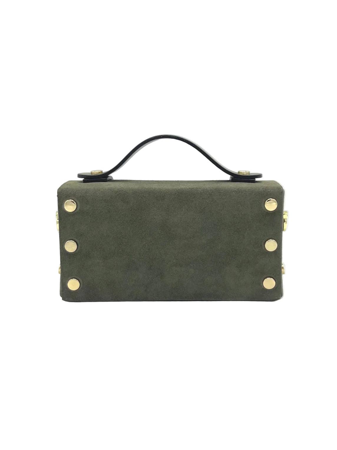Suede Leather Mini Clutch Bag with Chain